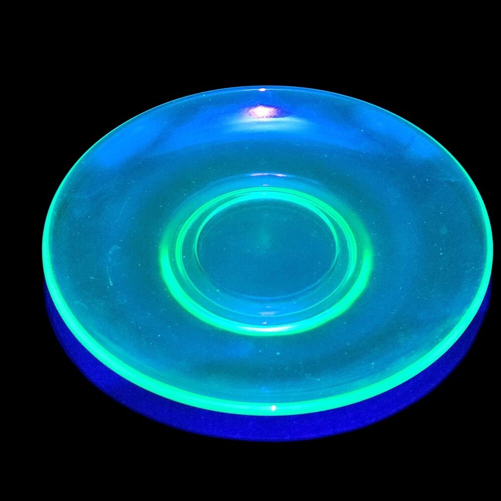 Vintage Uranium Depression Glass Green Collectible Saucer